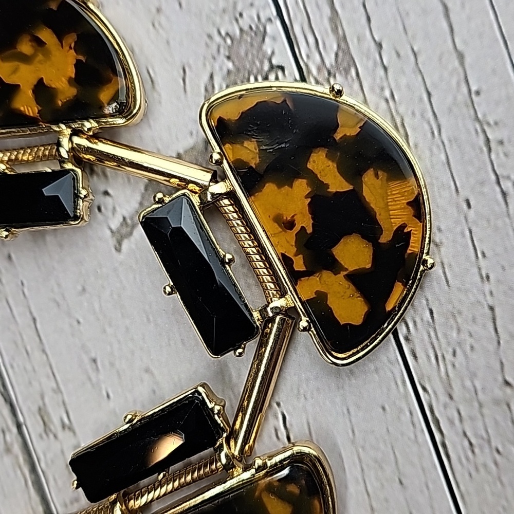 Talbots Gold Tone Tortoise Shell Statement Neckla… - image 5